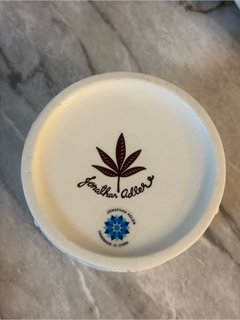 Jonathan Adler hashish candle White Embossed Leaf reuse stash jar after candle - Picture 5 of 8